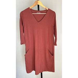 Eileen Fisher V Neck Pocket Dress XS Terracotta